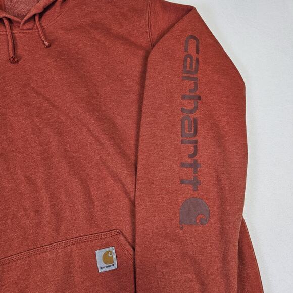 Carhartt Men Loose Fit Midweight Logo Sleeve Graphic Hoodie XL Tall Workwear Red - Picture 15 of 15